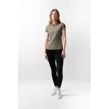 Polo funcional de manga corta para mujer Horze Denise Verde caqui