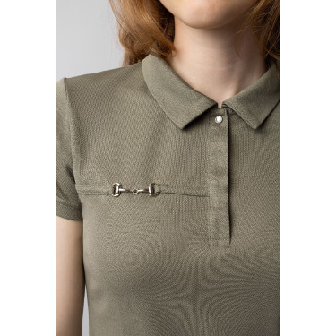 Polo funcional de manga corta para mujer Horze Denise Verde caqui