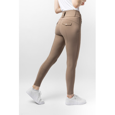 Pantalón de equitación para mujer B Vertigo térmico con grip integral Enya Marrón barro Beige