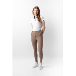 Pantalón de equitación para mujer B Vertigo térmico con grip integral Enya Marrón barro Beige