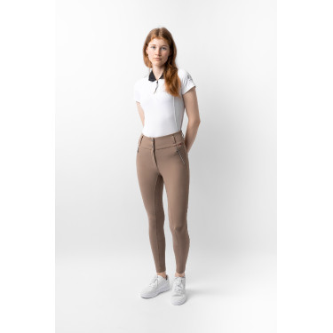 Pantalón de equitación para mujer B Vertigo térmico con grip integral Enya Marrón barro Beige