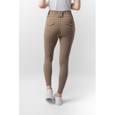 Pantalón de equitación para mujer B Vertigo térmico con grip integral Enya Marrón barro Beige