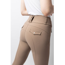 Pantalón de equitación para mujer B Vertigo térmico con grip integral Enya Marrón barro Beige