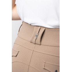 Pantalón de equitación para mujer B Vertigo térmico con grip integral Enya Marrón barro Beige