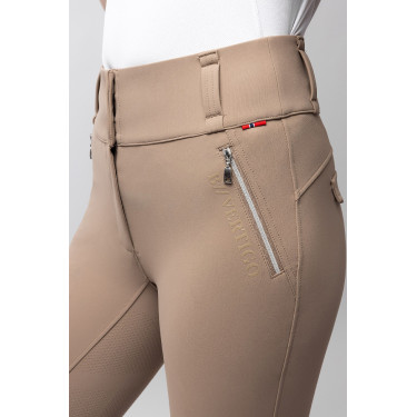 Pantalón de equitación para mujer B Vertigo térmico con grip integral Enya Marrón barro Beige