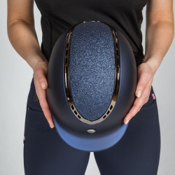 Casco EQ3 Pardus Smooth Top con ruleta Back on Track Azul con purpurina Casco EQ3 Pardus Smooth Top con ruleta Back on Track Azul con purpurina