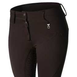 Pantalón de equitación térmico full grip Horze Rhea infantil con bolsillos traseros Marrón oscuro Marr&amp;amp;amp;oacute;n