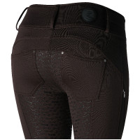 Pantalón de equitación térmico full grip Horze Rhea infantil con bolsillos traseros Halcón pardo Marr&amp;amp;amp;oacute;n
