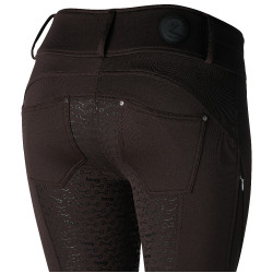 Pantalón de equitación térmico full grip Horze Rhea infantil con bolsillos traseros Marrón oscuro Marr&amp;amp;amp;oacute;n