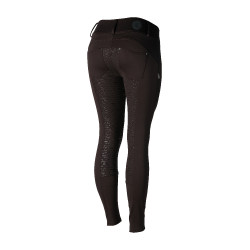 Pantalón de equitación térmico full grip Horze Rhea infantil con bolsillos traseros Marrón oscuro Marr&amp;amp;amp;oacute;n