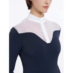 Polo de concurso Emily LeMieux de manga larga Marino Azul marino