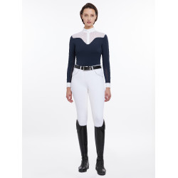 Polo de concurso Emily LeMieux de manga larga Marino Azul marino