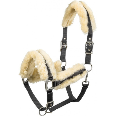 Cabezada Equi-Theme "Mouton véritable" Negro