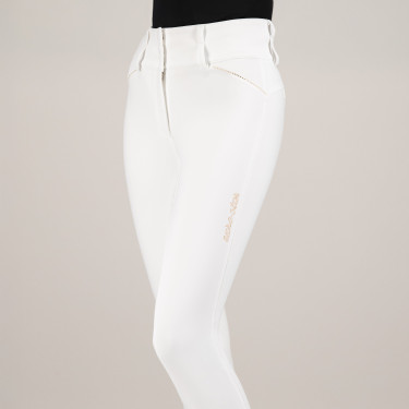 Pantalón de equitación Euro-Star Aurelia Competition Grip Connect Full Blanco / oro rosa