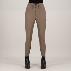 Pantalón de equitación Euro-star Aurelia Diamond FullGrip Chispas de chocolate Marrón