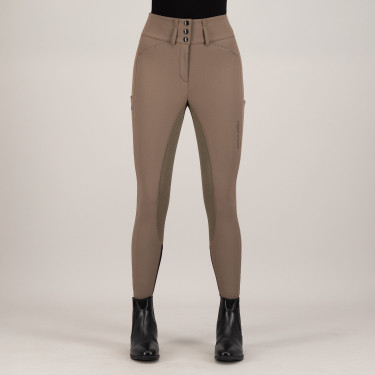 Pantalón de equitación Euro-star Aurelia Diamond FullGrip Chispas de chocolate Marrón
