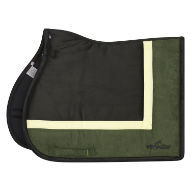 Almohadilla de montar Euro-Star Simi Leath Striped GP Oliva Verde