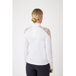 Camisa de Concurso de Encaje y Manga Larga para Mujer Sylvie Horze Blanco