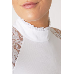 Camisa de Concurso de Encaje y Manga Larga para Mujer Sylvie Horze Blanco