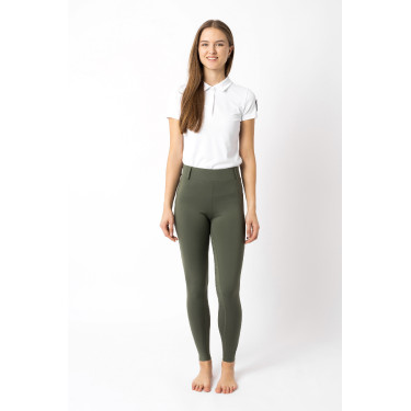 Leggings de agarre integral Horze Dea para mujer Verde escarabajo