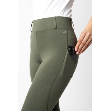 Leggings de agarre integral Horze Dea para mujer Verde escarabajo