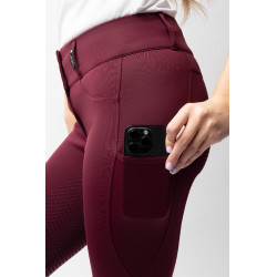 Pantalón de equitación Horze Evelyn de asiento completo para mujer Port Royale Burdeos