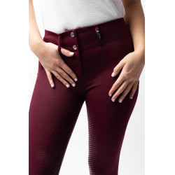 Pantalón de equitación Horze Evelyn de asiento completo para mujer Port Royale Burdeos