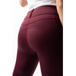 Pantalón de equitación Horze Evelyn de asiento completo para mujer Port Royale Burdeos