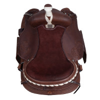 Silla western Lakota con faldón redondo grabado y con hilo de plata Castaño Marrón Silla western Lakota con faldón redondo grabado y con hilo de plata Castaño Marrón