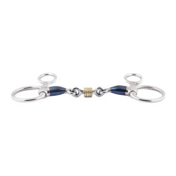 Mors baucher Jump'In doble rotura Blue Steel con anillas de cobre