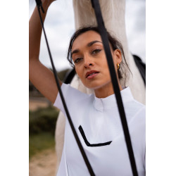 Camisa de concurso brillante Horze Taylor para mujer Blanco brillante