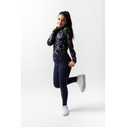 Pantalón de equitación Horze Mira infantil con culera completa Apertura Azul marino