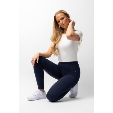 Pantalones de montar de Compresión para Mujer con Asiento Completo Gillian Horze Apertura Azul marino