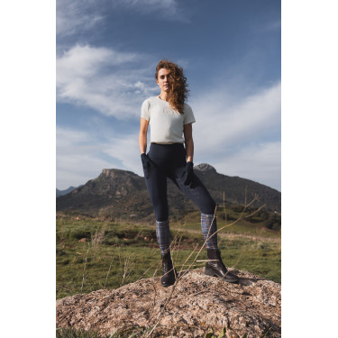 Pantalones de montar de Compresión para Mujer con Asiento Completo Gillian Horze Apertura Azul marino