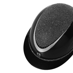 Casco de lujo con amplia visera y pedrería homologado EN 1384-2023 Equestro Negro / plata