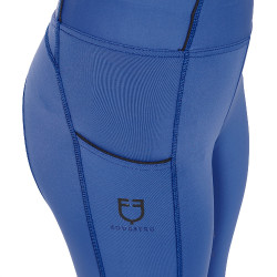 Leggings ajustados para niña con grip y logotipo Equestro Azul sodalita