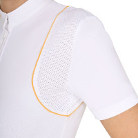 Polo de concurso Mujer de Manga Corta con Botones Equestro Blanco / amarillo Polo de concurso Mujer de Manga Corta con Botones Equestro Blanco / amarillo
