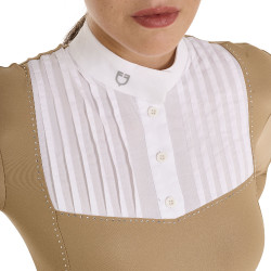 Polo de concurso Mujer Manga Larga con Strass Equestro Beige