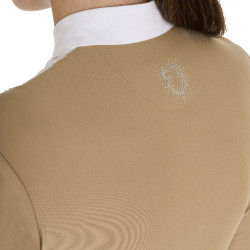 Polo de concurso Mujer Manga Larga con Strass Equestro Beige