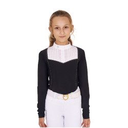 Polo de concurso para niña con strass Equestro Negro