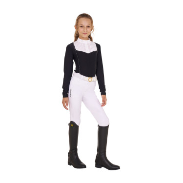 Polo de concurso para niña con strass Equestro Negro