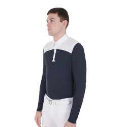 Polo de concurso Hombre Mangas Largas con Botones Equestro Blanco / marino