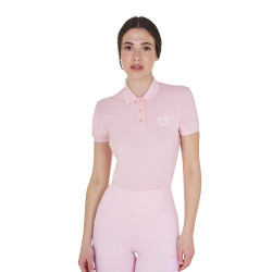 Polo de entrenamiento ajustado de tejido transpirable para mujer Equestro Bailarina / blanco antiguo Rosa