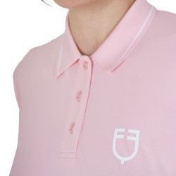 Polo de entrenamiento ajustado de tejido transpirable para mujer Equestro Bailarina / blanco antiguo Rosa
