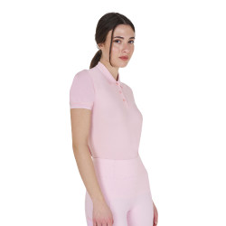 Polo de entrenamiento ajustado de tejido transpirable para mujer Equestro Bailarina / blanco antiguo Rosa