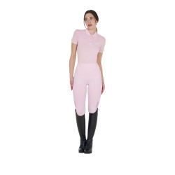 Polo de entrenamiento ajustado de tejido transpirable para mujer Equestro Bailarina / blanco antiguo Rosa
