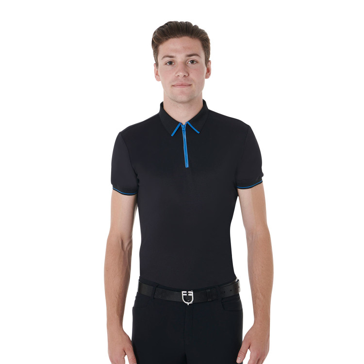 Polo de entrenamiento para hombre con cremallera y detalles en contraste Equestro Polo de entrenamiento para hombre con cremallera y detalles en contraste Equestro