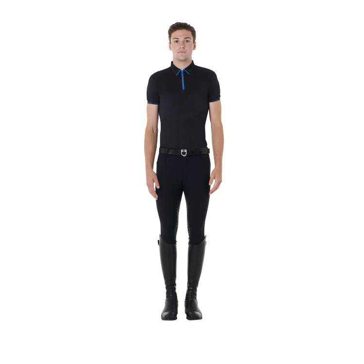 Polo de entrenamiento para hombre con cremallera y detalles en contraste Equestro Polo de entrenamiento para hombre con cremallera y detalles en contraste Equestro
