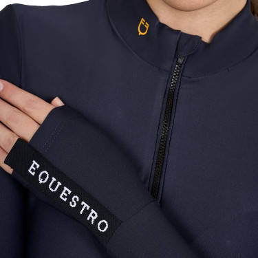 Polo Técnico de Entrenamiento para Mujer de Manga Larga Equestro Americana marina Azul marino