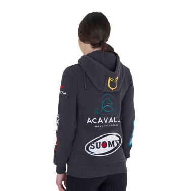 Sudadera con capucha para mujer con multi-logo nuevo Equestro Asfalto Gris